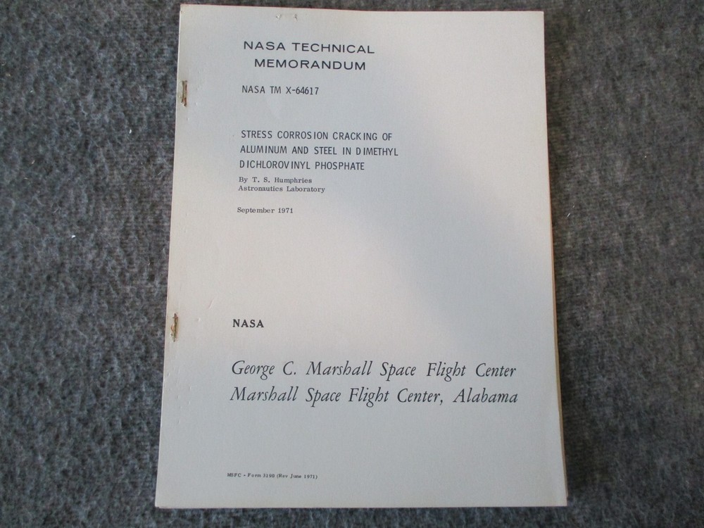 NASA SPACE SHUTTLE/VEHICLE SPECS METALS/MATERIALS/TESTING REPORTS/RESULTS 71-73