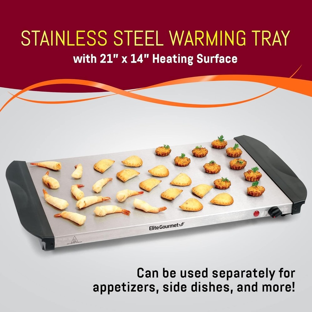 Buffet Server with Clear Lids & Temp Control - 3 Trays, Perfect for Holidays