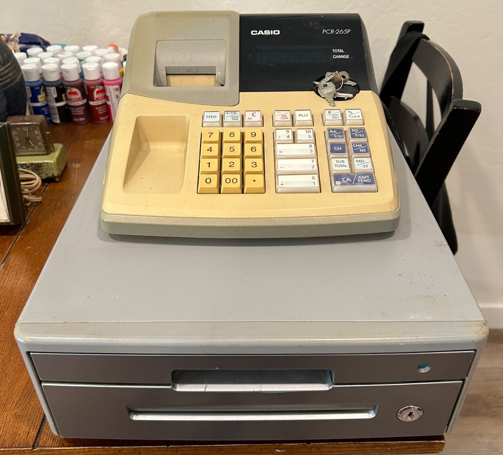 Casio PCR-265P Electronic Cash Register w/ Keys + Play Money, Error Code E94