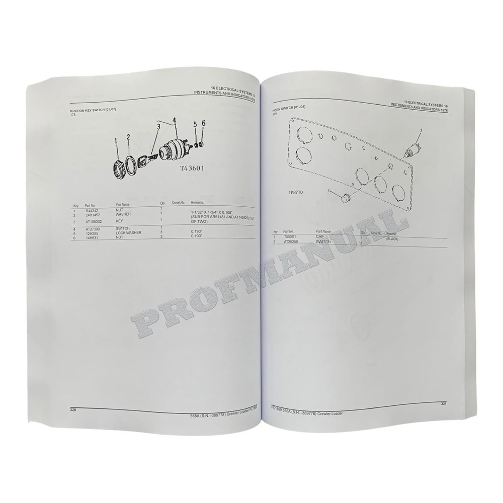 John Deere 555A Crawler Loader Parts Catalog Manual