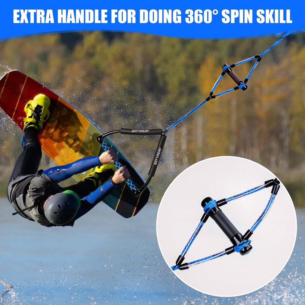 75FT Wakeboard Rope Handle Floating Water Ski Rope Watersports 4 Sections