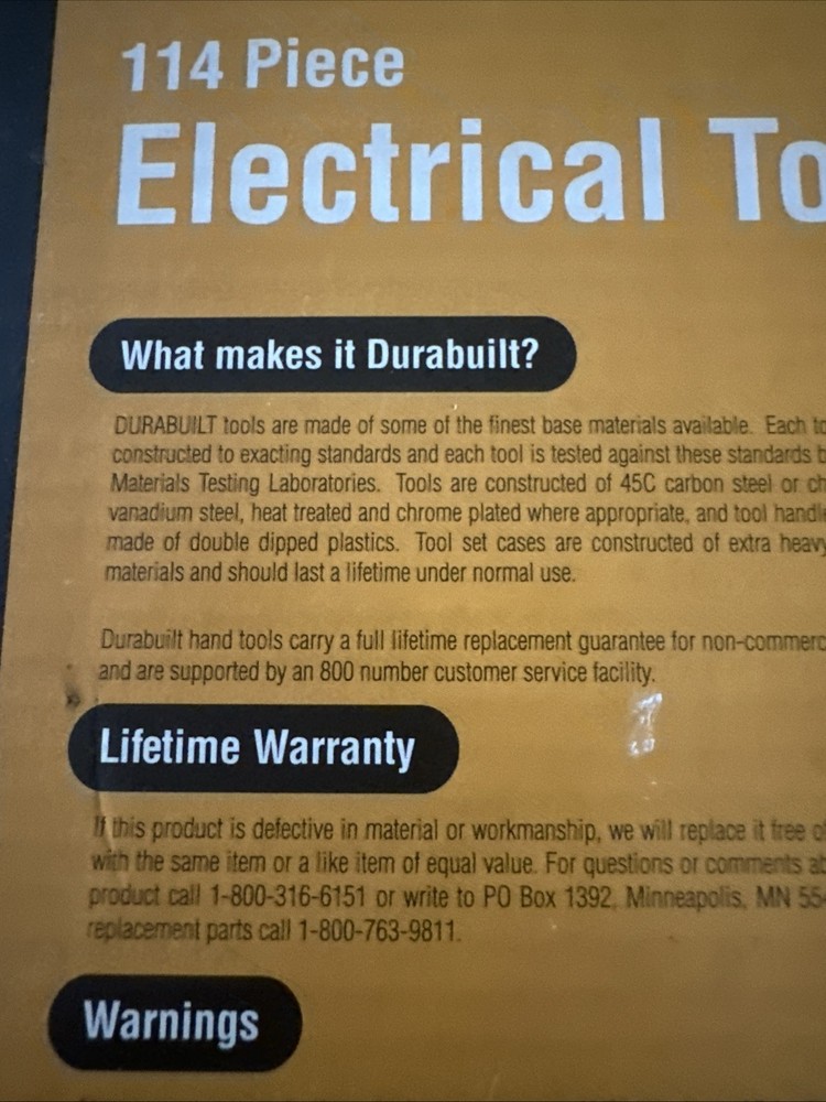 Durabuilt 114 Piece Electrical Tool Kit