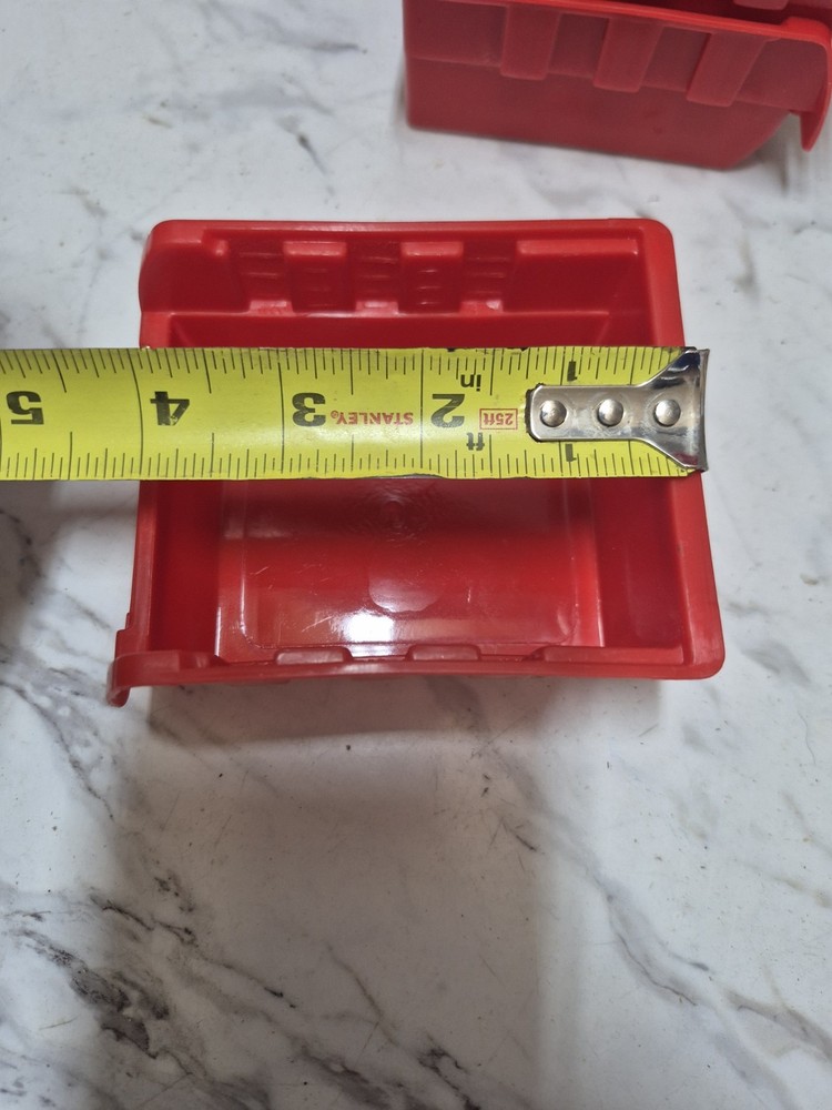Plastic Stacking Bin Red Craft Bolts Nuts Small Parts Storage Container 6 Pcs