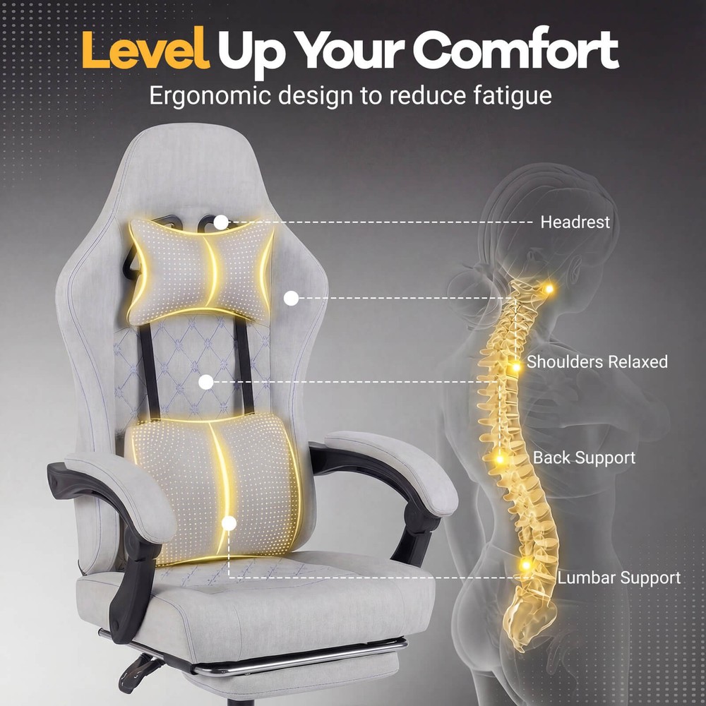 Height Adjustable Computer Chair w/Headrest, Lumbar Support, Linkage Armrests