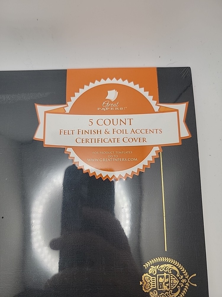 Great Papers! Black Classic Crest Certificate Cover; 5 ct.
