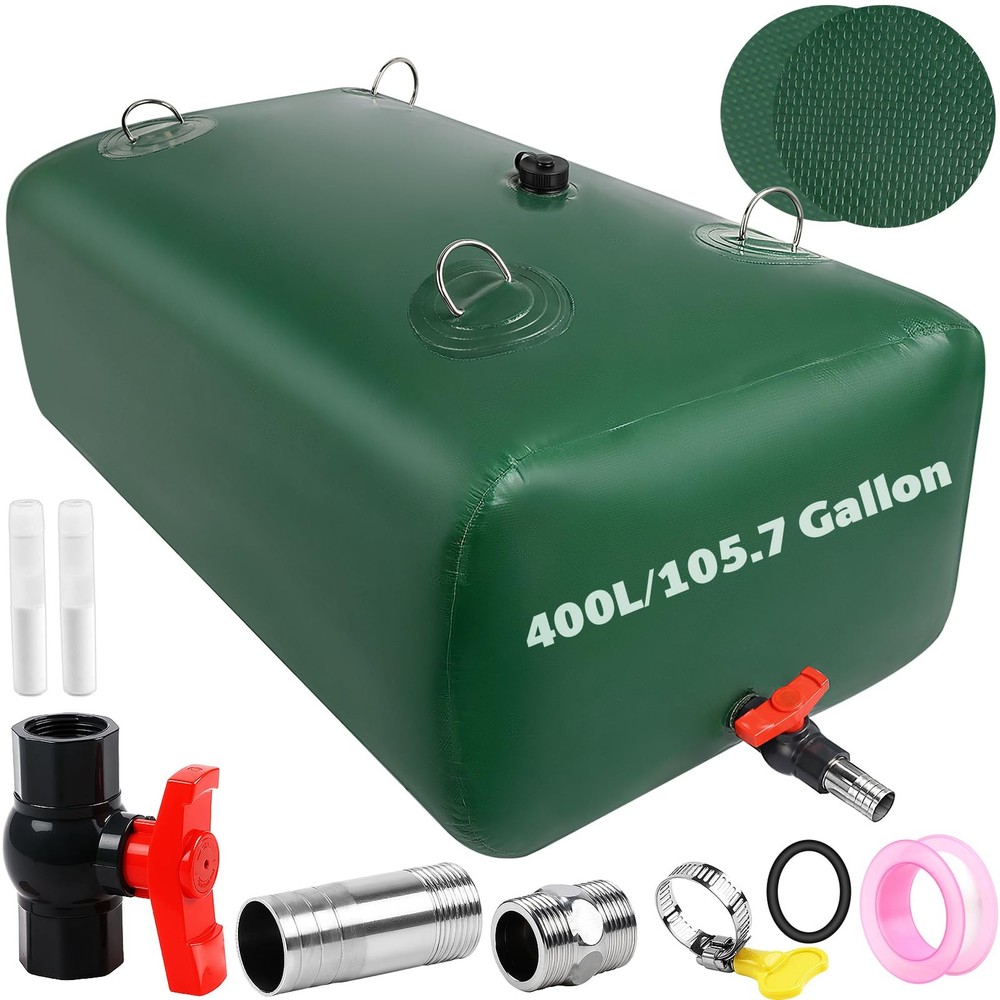 400 L/105.7 Gallon Water Storage Bladder, Foldable Portable Water Bladder Tan...