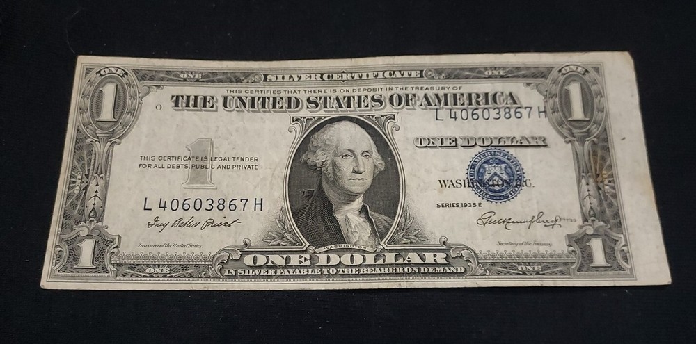 ***ERROR*** 1935 E $1 SILVER CERTIFICATE OFF CENTER + SEAL & SERIAL SHIFT