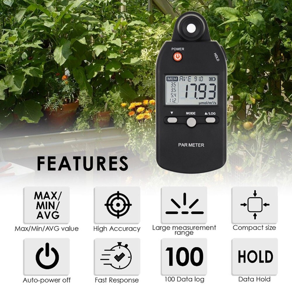 PAR Meter Advanced Quantum Sensor Measure Grow Light Intensity Lux Meter