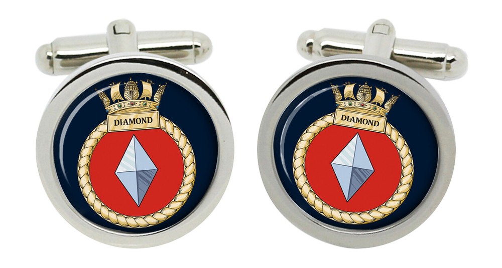 HMS Diamond, Royal Navy Cufflinks in Box