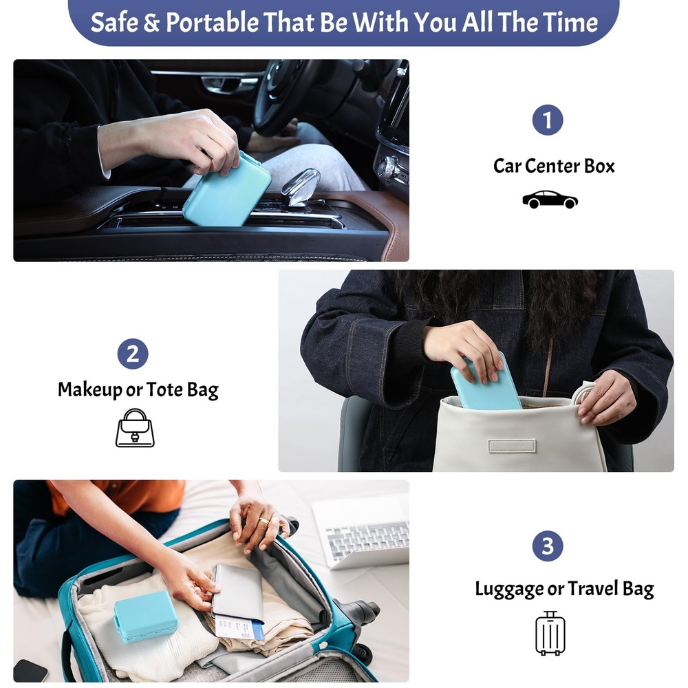 Foldable Weekly Pill Organizer 2 Times a Day with 2 AM & PM & EXTRA, Sky Blue