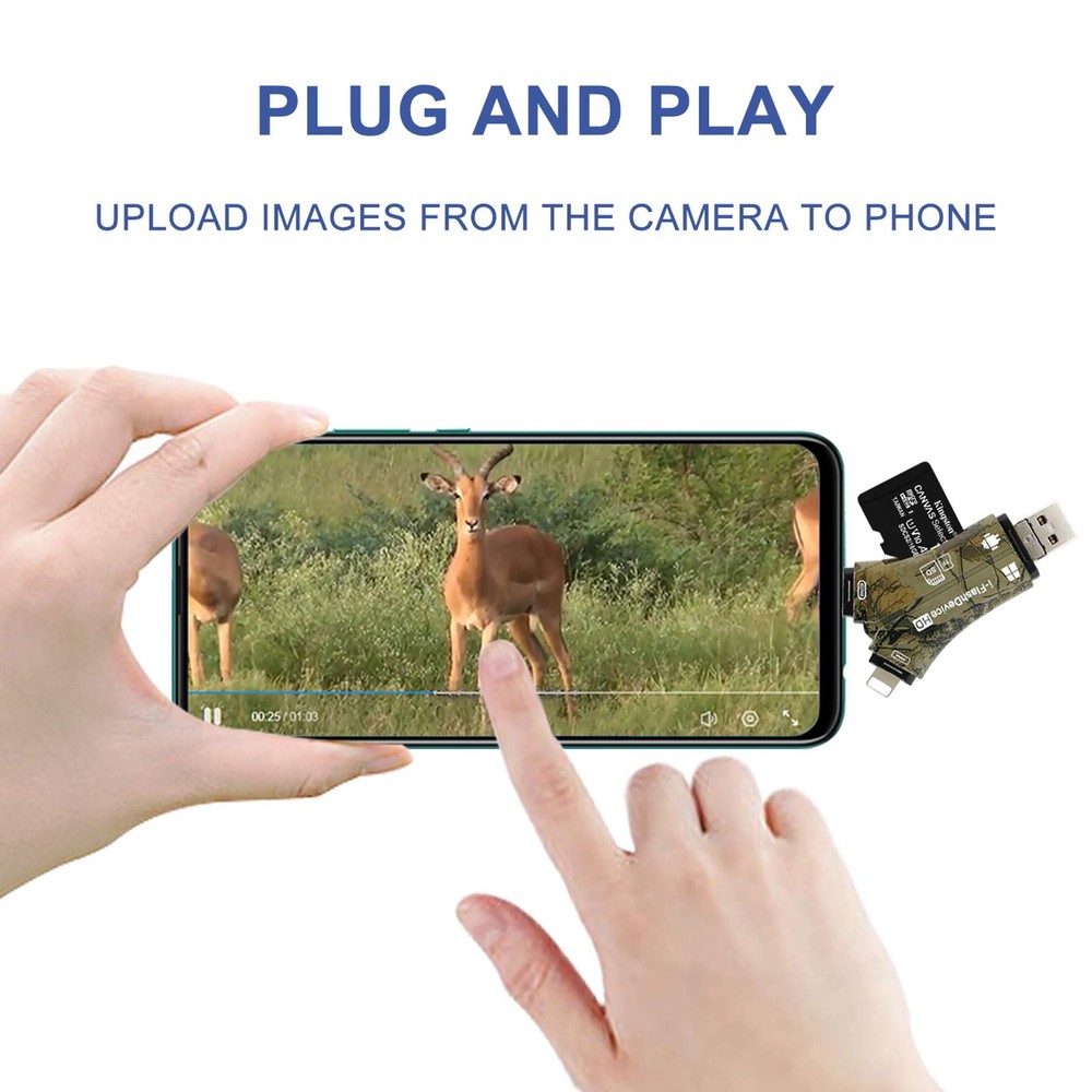 Liplasting Trail Camera Viewer SD Card Reader for iPhone iPad Mac & Black