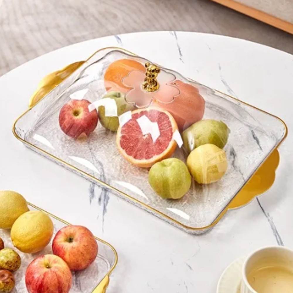 Large Rectangular Cake Plate Dome Lid Plastic Serving Tray Bread Display