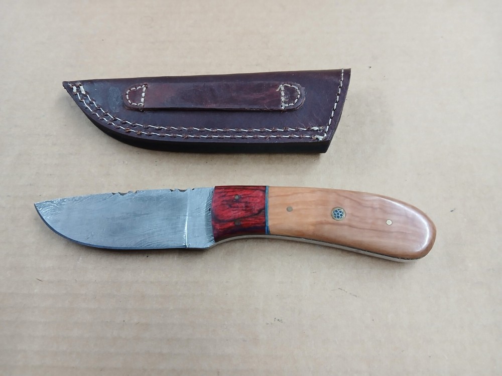 Nice Fixed Blade Drop Point Utility Hunter Knife Damascus w/ Sheath