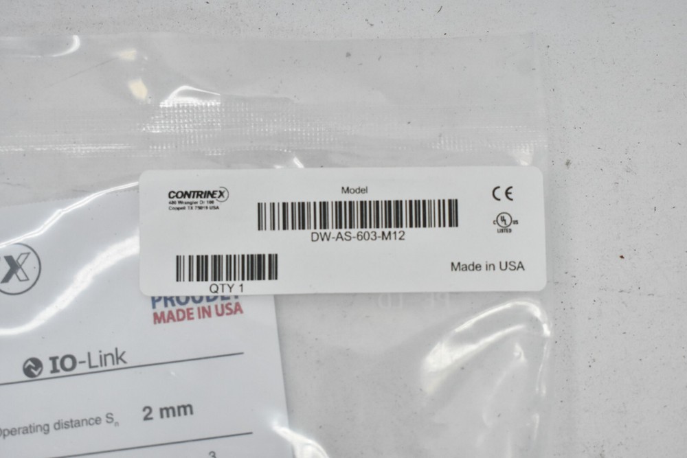 Contrinex DW-AS-603-M12 Inductive Sensor Tool w Hardware NO 8mm Range OEM
