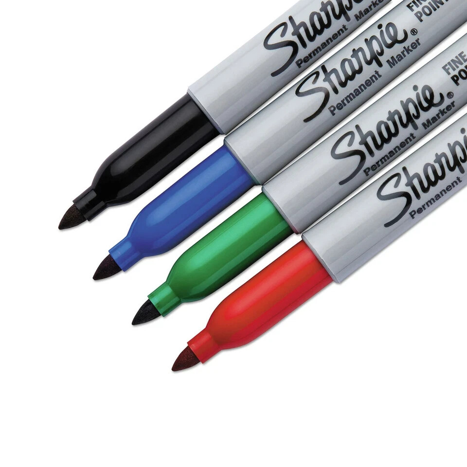 Sharpie Permanent Markers, Fine Point, Assorted Colors, 4-Pack