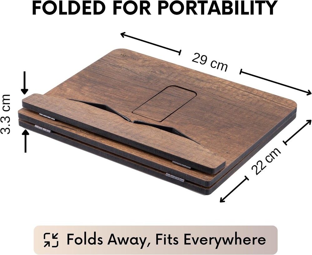Durable Walnut Reading Stand - Adjustable Book Holder for Home & Kitchen