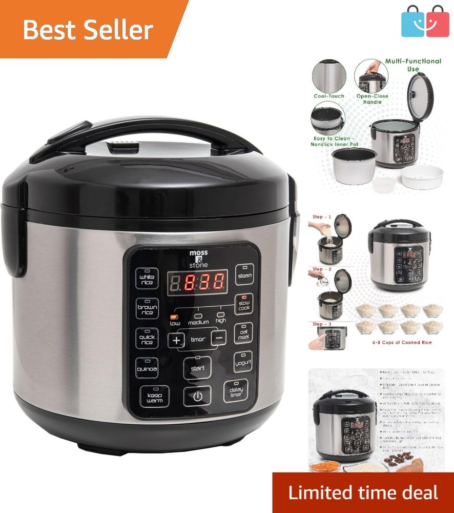 Multi-Functional Rice Cooker and Steamer, 3 Qt, Automatic Keep Warm Feature