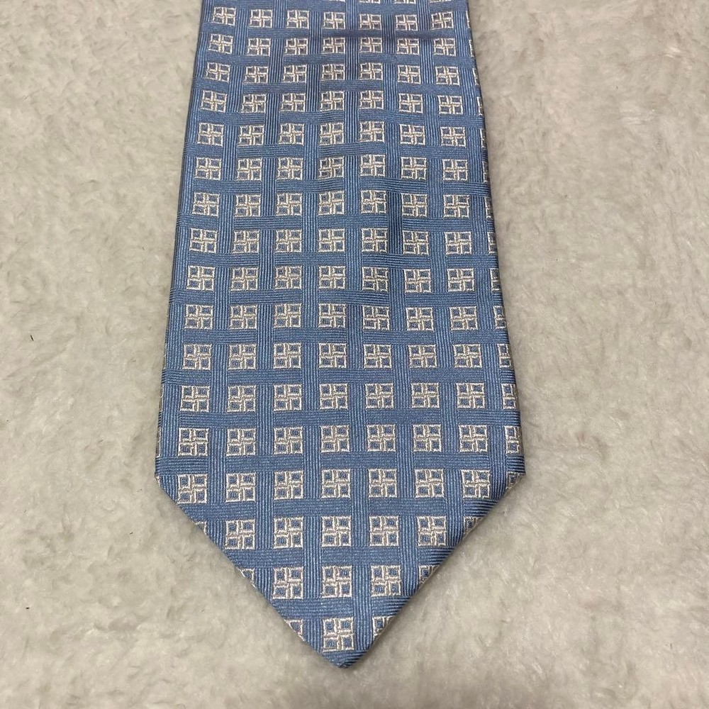 LANCEL PARIS Tie All over pattern 100% silk light blue