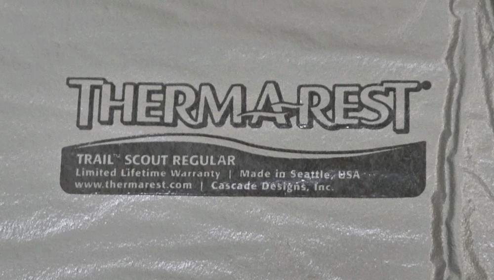 Thermarest Trail Scout Regular Inflatable Sleeping Pad Made In USA
