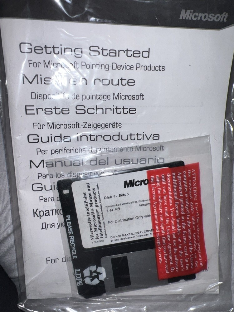 Microsoft IntelliPoint Mouse Driver 3.5" Floppy Disk *Windows 95/98 & Manual NEW