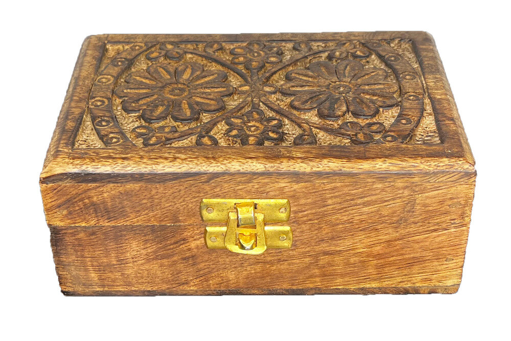Mango Wood Engraved Rectangular Medium Sized Box