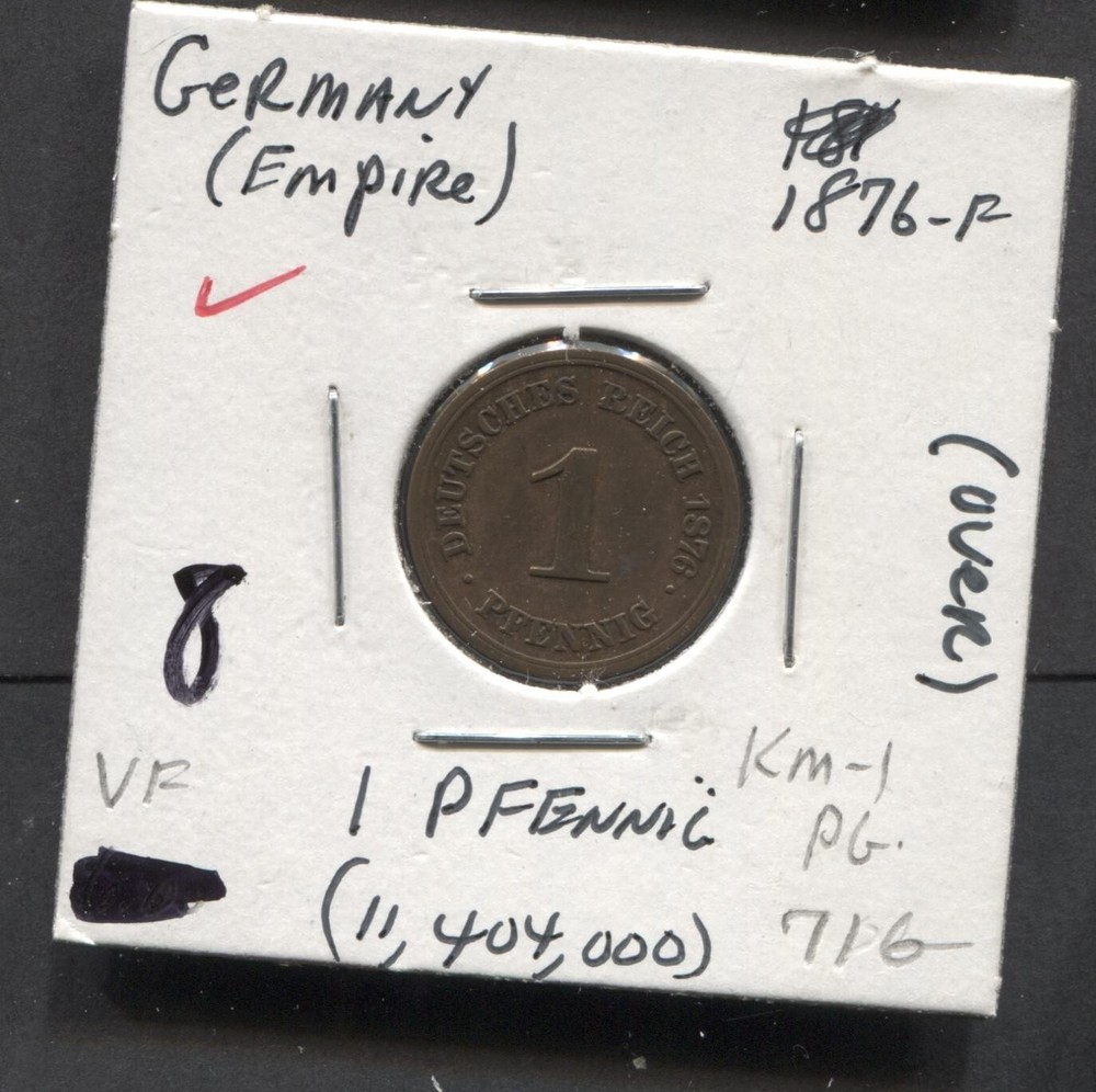 1876-Germany-VF/ 1 Pfennig