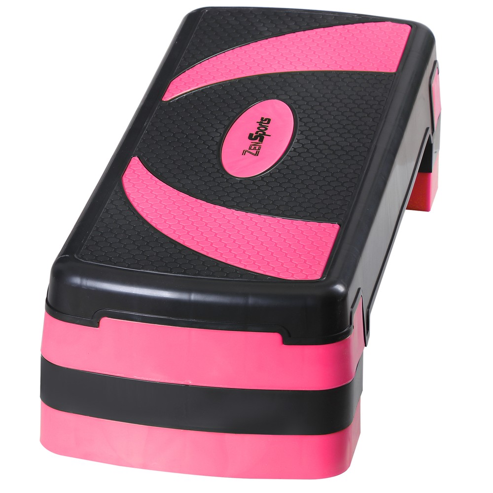 30'' Aerobic Exercise Step Adjustable Aerobic Stepper for Workout Indoor Pink