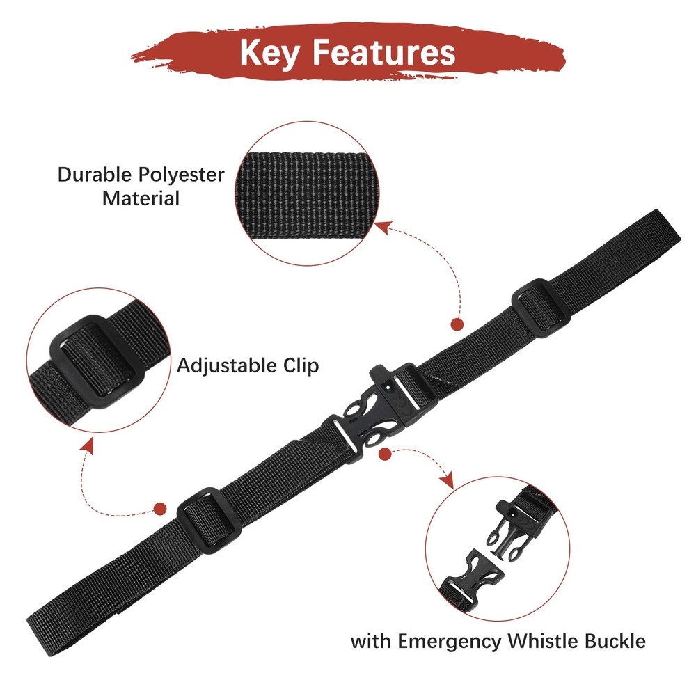Backpack Chest Strap [2PCS] - Hollow Emergency Whistle Buckle - [Black & Grey]