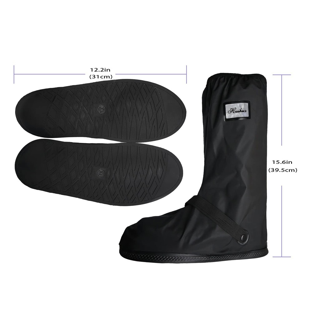 Waterproof Rain Boot Shoe Cover with Reflector Reusable & Foldable X-Large
