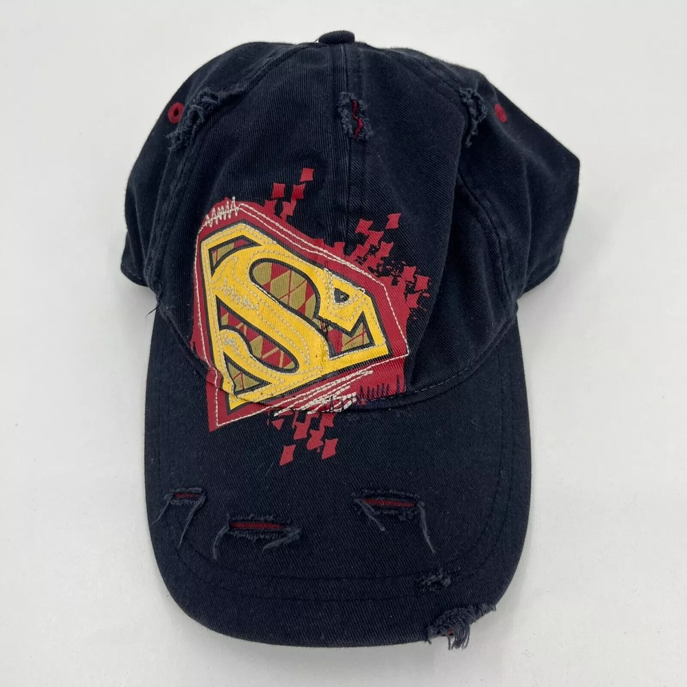DC Comics Drew Pearson Strapback Hat Youth Size Blue Superman Logo Distressed