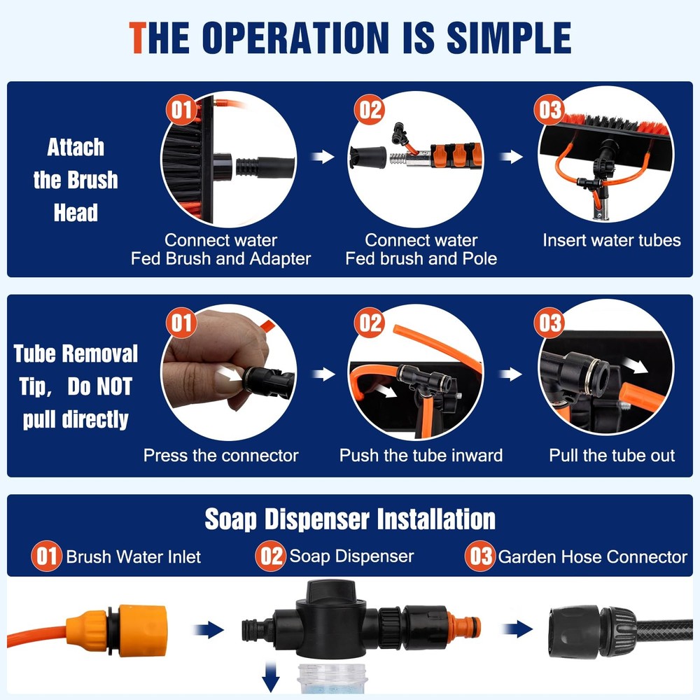 18FT Water Fed Pole Window Cleaning System & Solar Panel Cleaning Kit