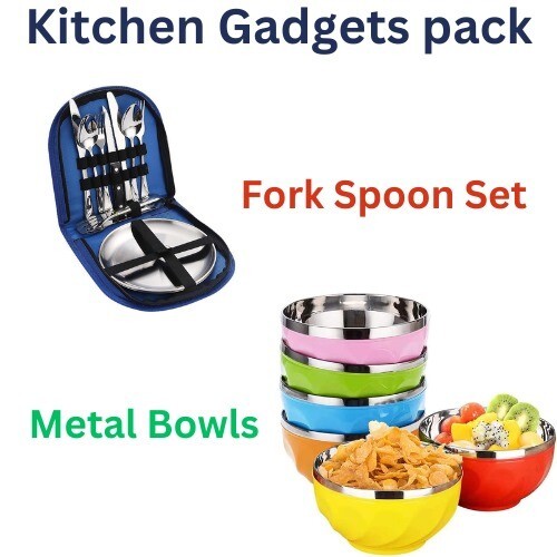 Camping Silverware Lightweight set & Fun Timepass Bowls Multi Pack