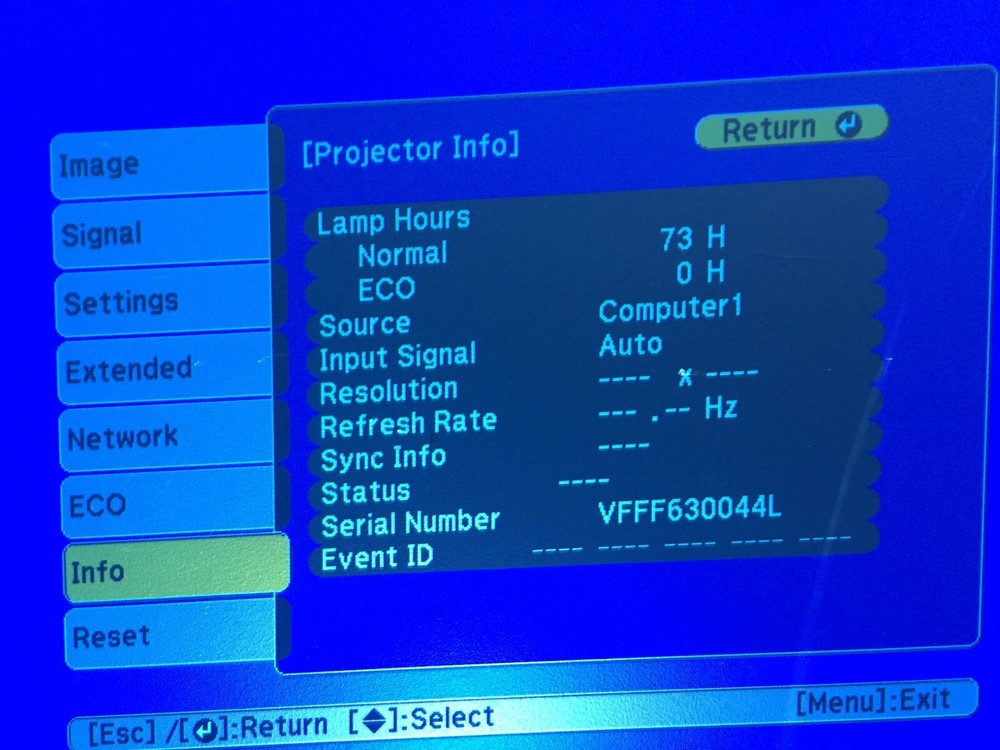 Epson EB525W Used Projector no remote controller