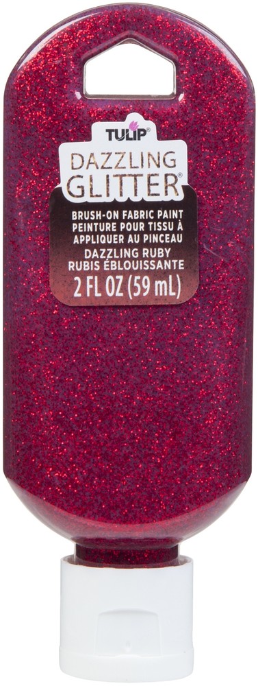 Tulip Dazzling Glitter Brush-On Fabric Paint 2oz-Ruby
