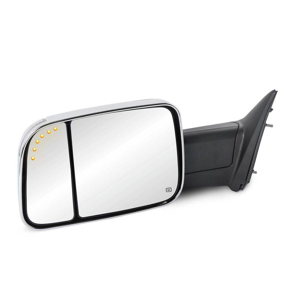 Pair Chrome Tow Mirrors For 2009-2018 Dodge Ram 1500 w/Temp Sensor Puddle Light