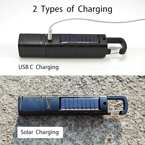Pack Solar Flashlight, Rechargeable Zoomable LED Flashlight, High Lumens 2