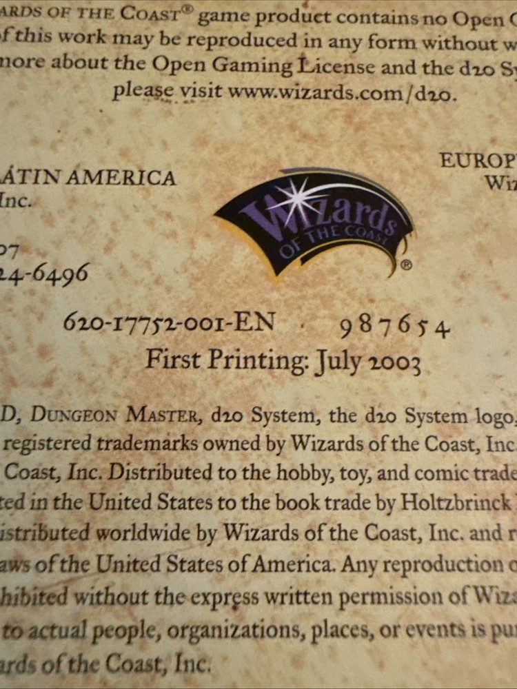 Dungeons and Dragons TSR Advanced Dungeon Master's Guide First Printing 2003