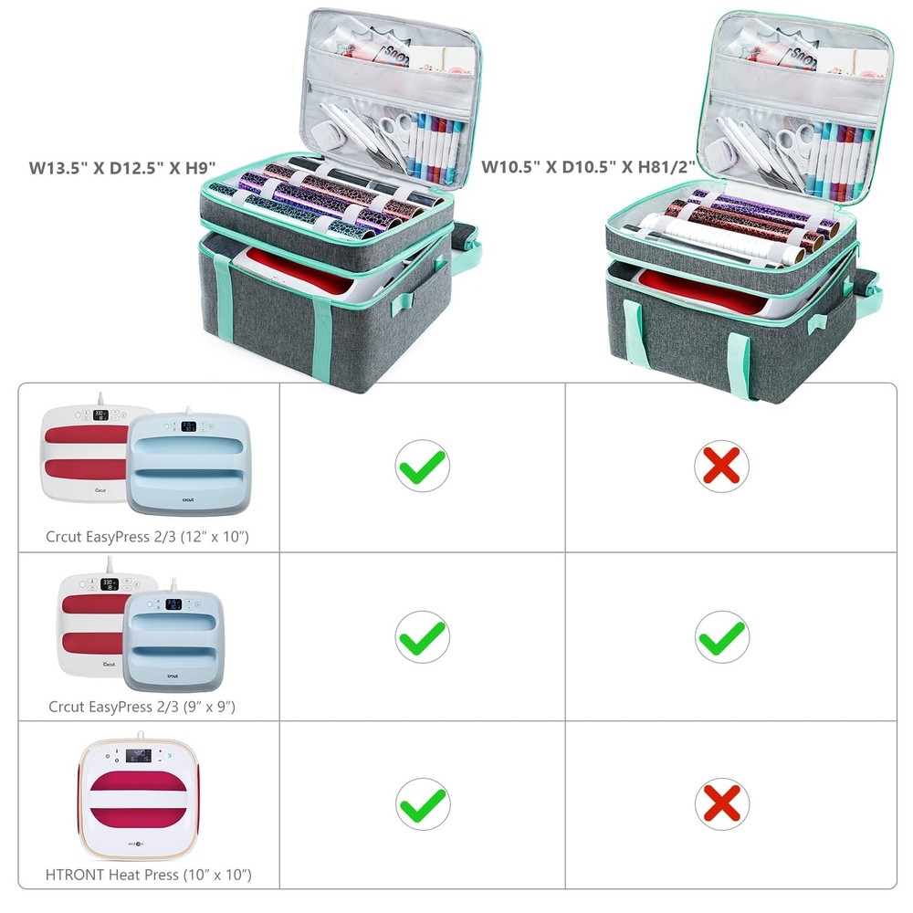 Double-Layer Carrying Case Compatible with Crcut EasyPress 2(9X9), Sturdy Hea...