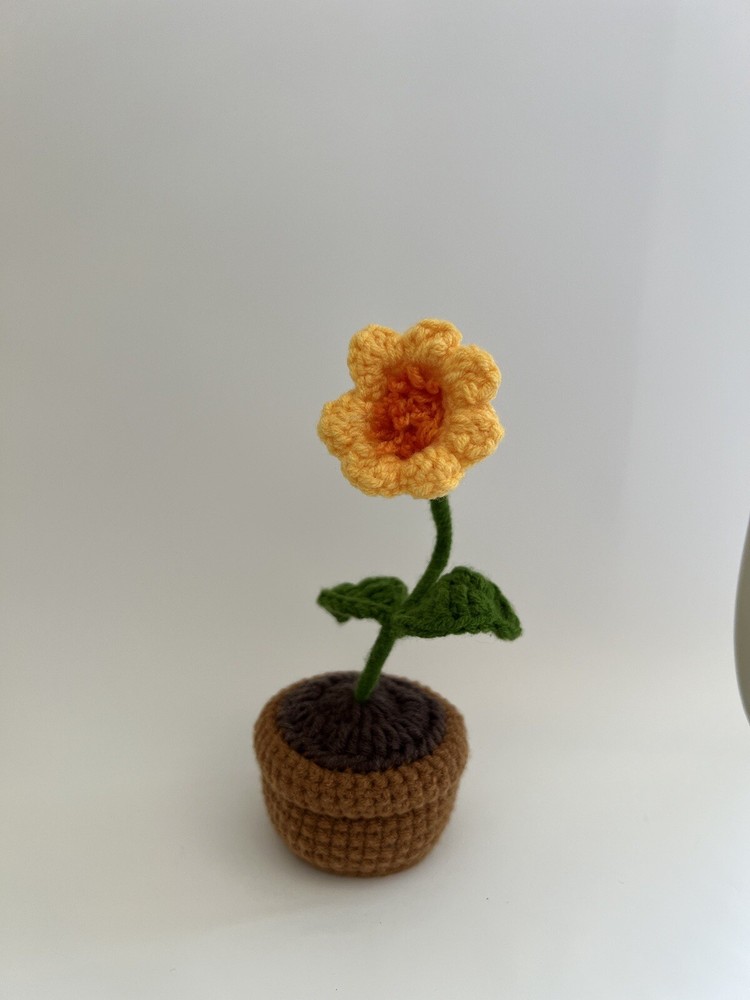 Fluffy Crochet Flowers Small Pots
