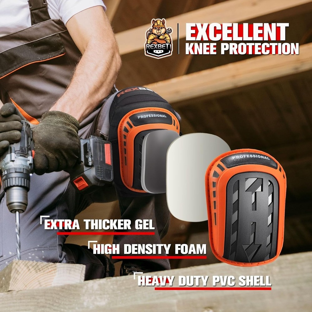 Professional Construction Knee Pads - Orange