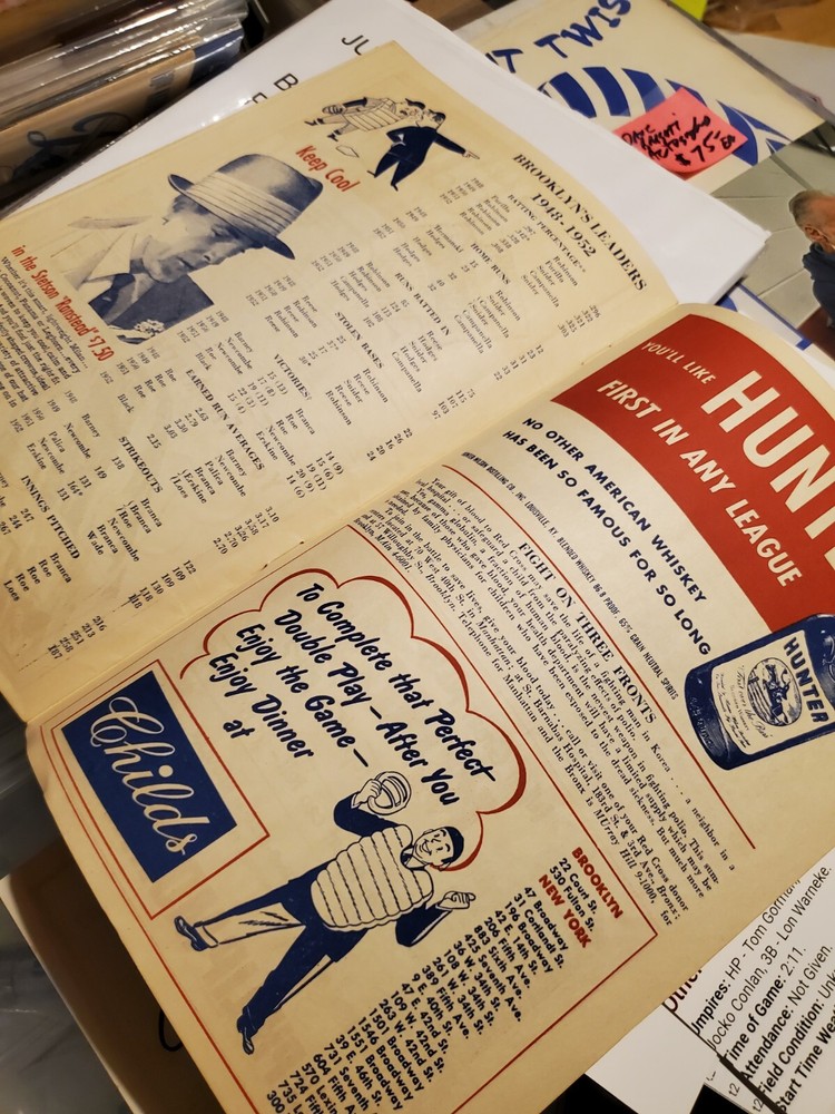 1953 Brooklyn Dodgers Program Jackie Robinson Base Hit Rare Vintage