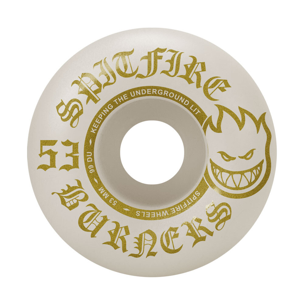 Spitfire Skateboard Wheels Burners 53mm 99A White/Gold