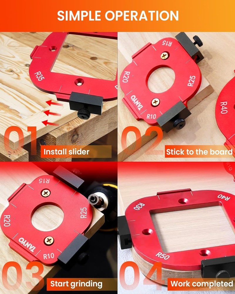 Router Corner Radius Templates with Superior Storage Solution - 8 Sizes Included