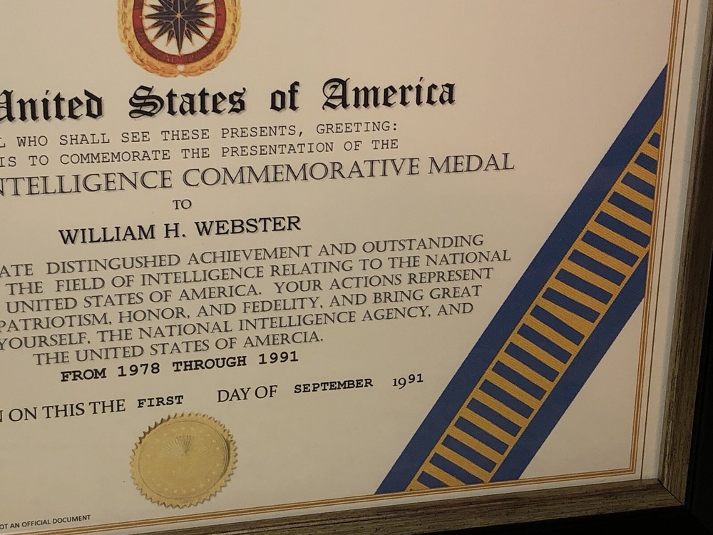NSA - NATIONAL INTELLIGENCE COMMEMORATIVE MEDAL CERTIFICATE Type-1