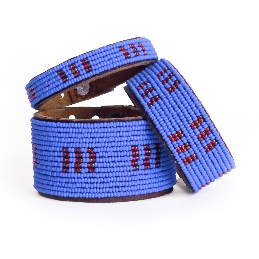 Medium Stitches Ocean and Coral Beaded Leather Cuff