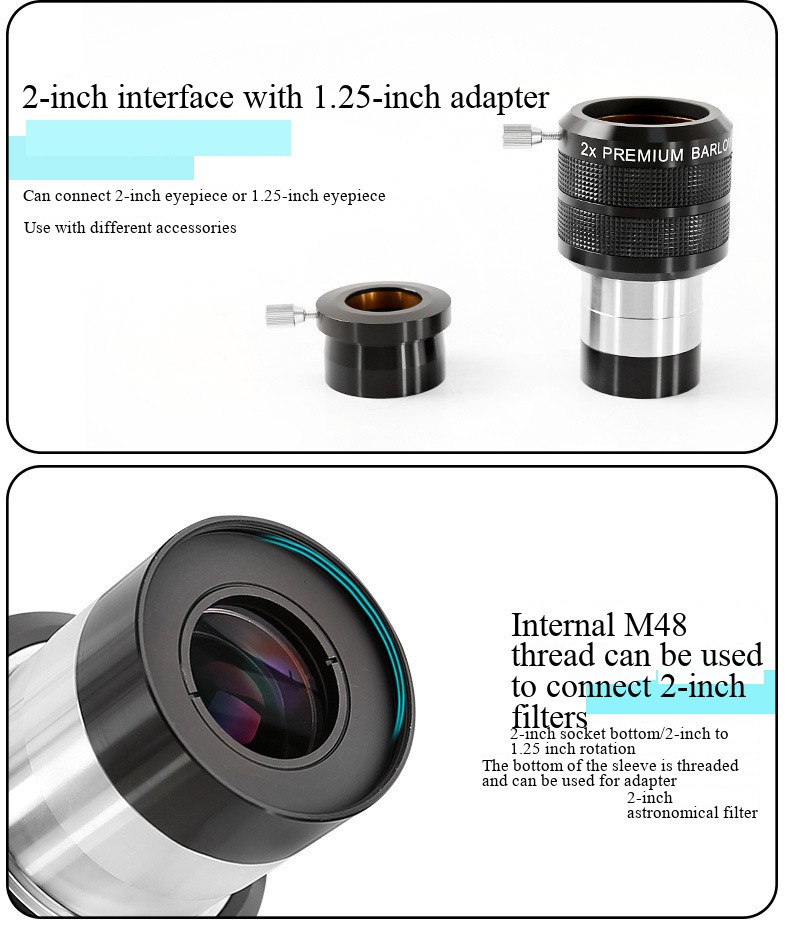 Astromania 2" 2x Apochromatic Barlow Lens - 4 Elements Fully Multi-Coated