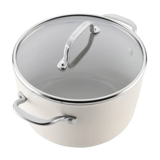 KitchenAid 11-Piece Hard-Anodized Ceramic Nonstick Cookware Set White New