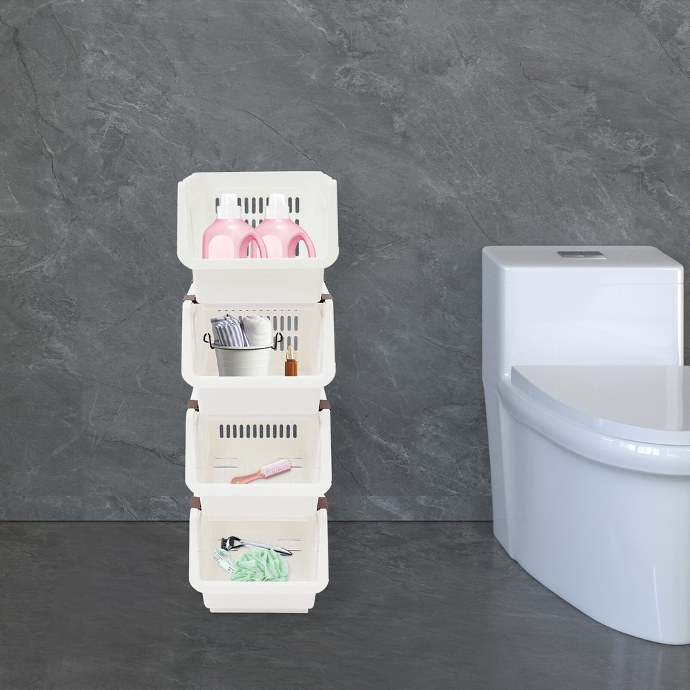 4-Piece Stackable Storage Baskets Set for Organizing