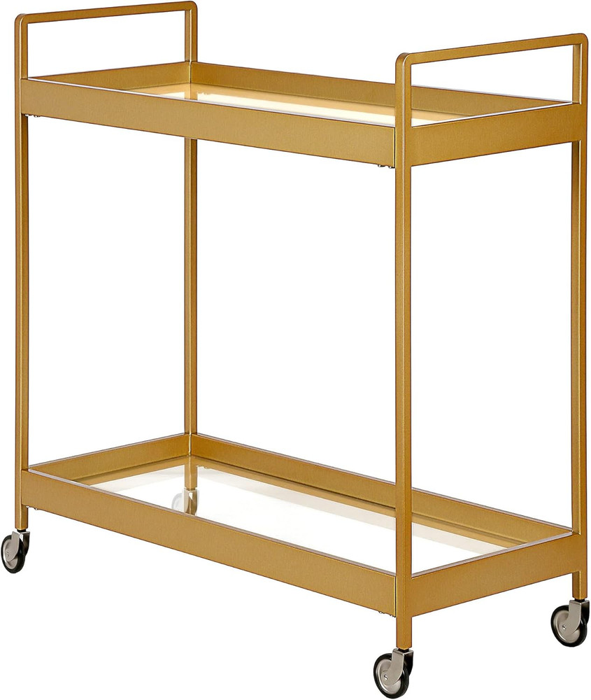 Cooper 33'' Wide Rectangular Bar Cart in Brass