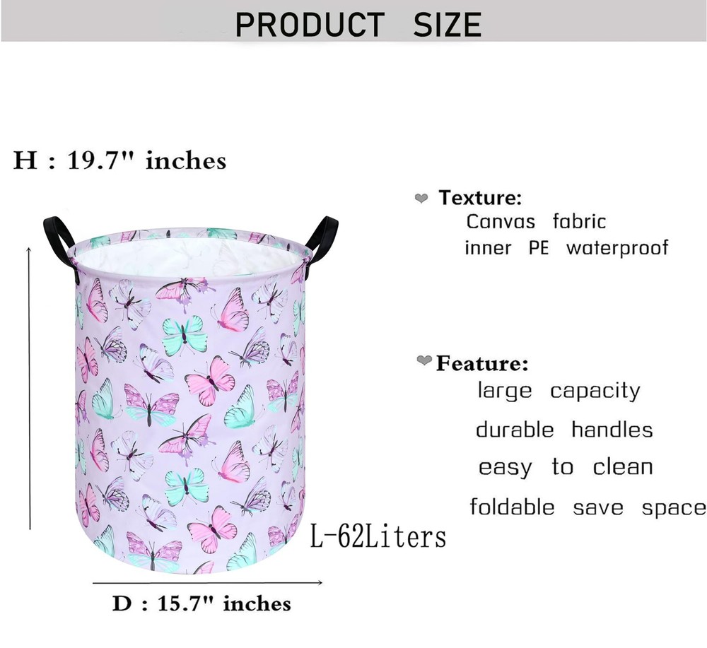 KUNRO Round Laundry Gift Basket Storage Hamper, Clothes Storage Organizer Bin...